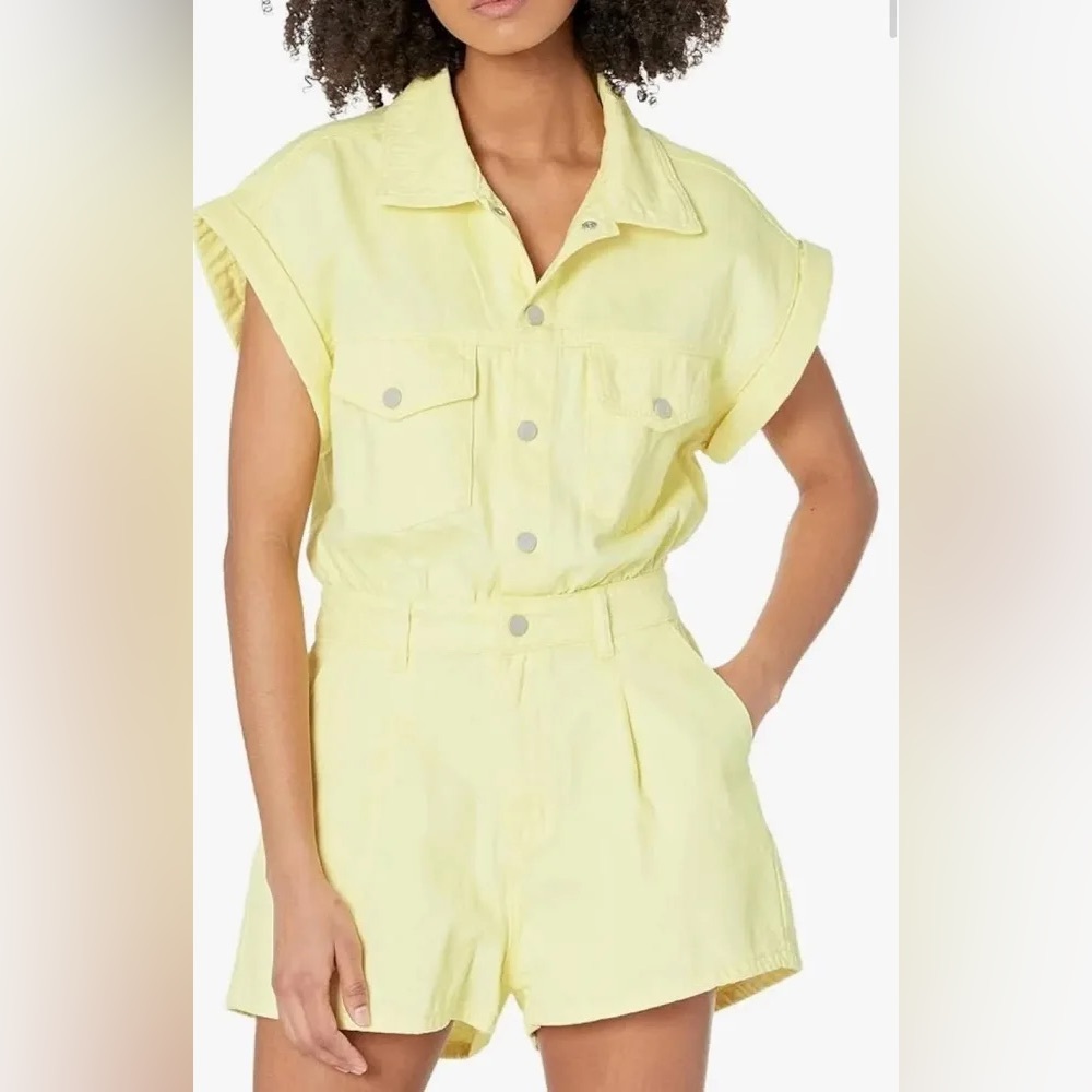 Blank NYC Yellow Utility Romper Button Front Summer Outfit Size Large